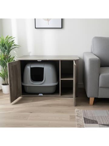 relaxdays Katzenschrank in Braun - (B)85 x (H)50 x (T)49 cm