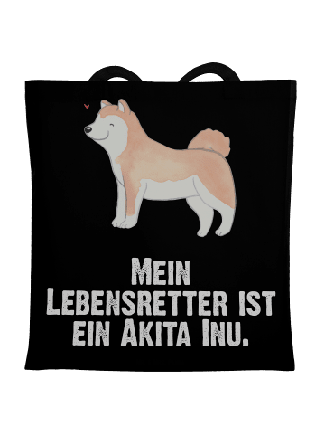 Mr. & Mrs. Panda Tragetasche Akita Inu Lebensretter mit Spruch in Schwarz