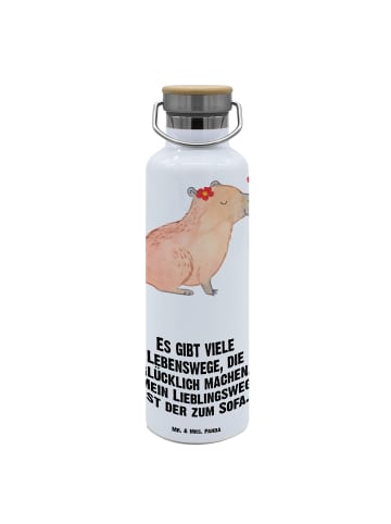Mr. & Mrs. Panda Thermosflasche Capybara Blume mit Spruch in Weiß
