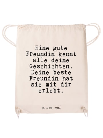 Mr. & Mrs. Panda Turnbeutel Eine gute Freundin kennt... mit Spruch in Creme