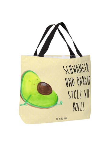 Mr. & Mrs. Panda Einkaufstasche Avocado Schwangerschaft mit Spruch in Gelb Pastell