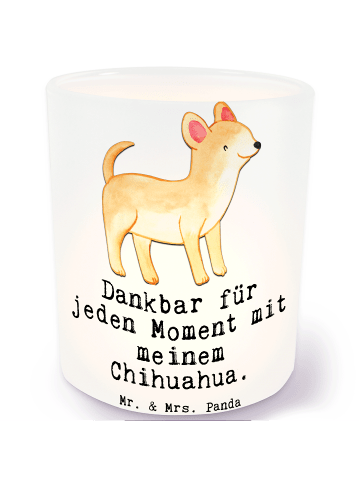 Mr. & Mrs. Panda Glas Teelichthalter Chihuahua Moment mit Spruch in Transparent