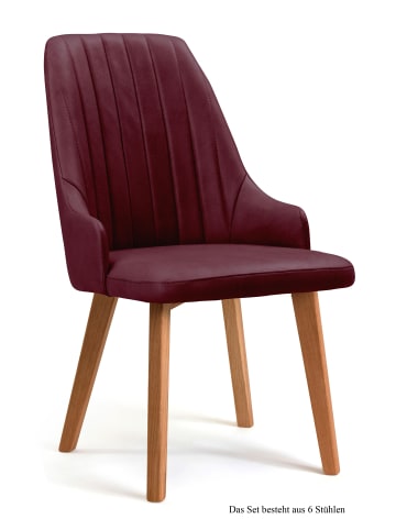 58 aufm Kessel ESSZIMMERSTUHL (6er-Set) Daryl 52x91x60 Eiche geölt/Marsala