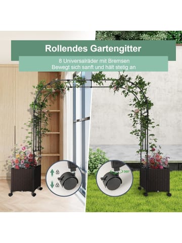COSTWAY 2in1 Rosenbogen mit Blumenkasten 288cm in Schwarz