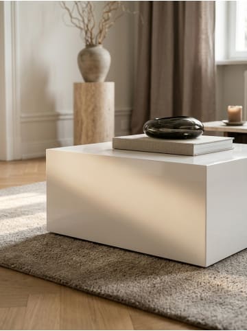 KADIMA DESIGN Couchtisch MONOBLOC 60x30x60 cm Hochglanz mit Marmor Optik Weiß in Grau