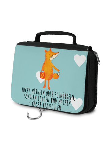 Mr. & Mrs. Panda Kosmetiktasche Fuchs Laterne mit Spruch in Türkis Pastell