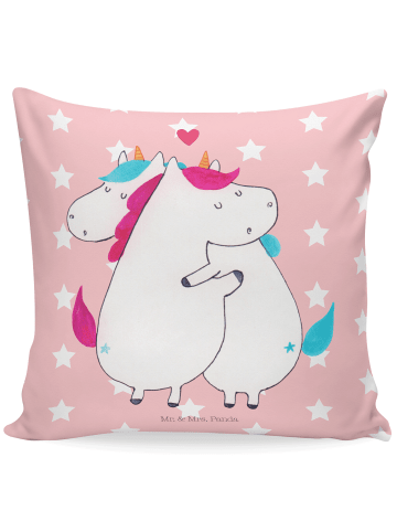 Mr. & Mrs. Panda Kopfkissen 40x40 Einhorn Mitteilung ohne Spruch in Rot Pastell
