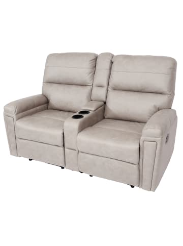MCW 2er Kinosessel K17 mit Getränkehalter, Stoff/Textil hellgrau
