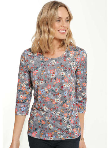 GOLDNER Printshirt mit Blumenmuster in grau / bunt