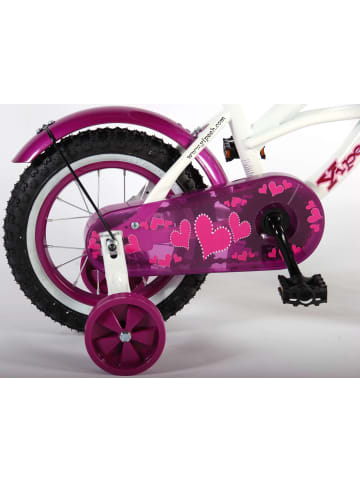 Volare Kinderfahrrad Heart Cruiser für Mädchen 12 Zoll Kinderrad in Weiß/Lila 3 Jahre