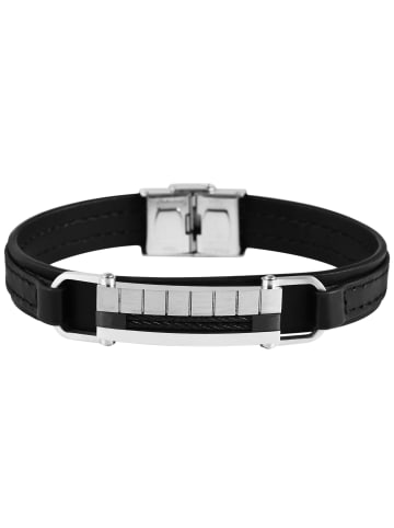 Adeliás Unisex Armband aus Leder 21 cm in schwarz