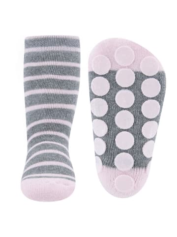 ewers 2er-Set Stoppersocken Maus/Ringel in hellsilber mel./hellrosa