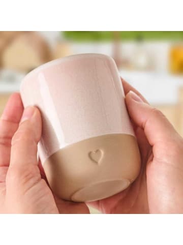 IB Laursen Becher HEART Rosa Braun mit HERZ ohne Henkel 190 ml