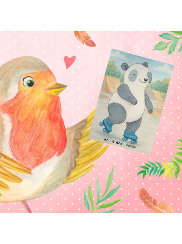 Mr. & Mrs. Panda Grußkarte Panda Inliner fahren Design ohne Spruch in Weiß