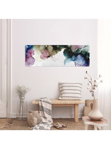 WALLART Leinwandbild - Blumenbogen mit Gold in Blau