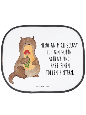 Mr. & Mrs. Panda Sonnenschutz Auto Otter Blumenstrauß mit Spruch in Weiß
