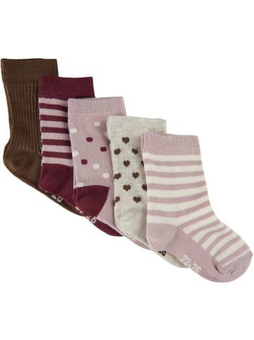 Minymo Kinder Socken "Sock w. pattern (5-pack)" in Rosa