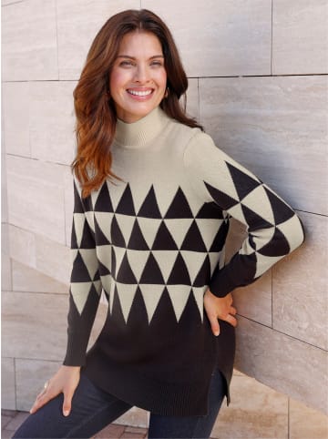 Sieh an! Longpullover in sand-schwarz-gemustert