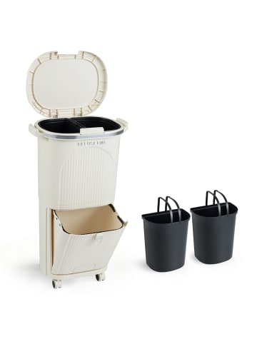 COSTWAY Mülleimer Küche 3 Fächer 2 x 12L & 14L in Beige