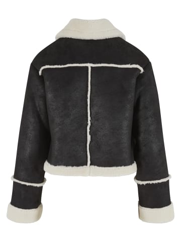 Urban Classics Urban Classics Ladies Shearling Jacket in black/whitesand