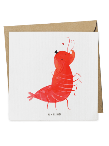 Mr. & Mrs. Panda Glückwunschkarte Garnele Franzose ohne Spruch in Weiß