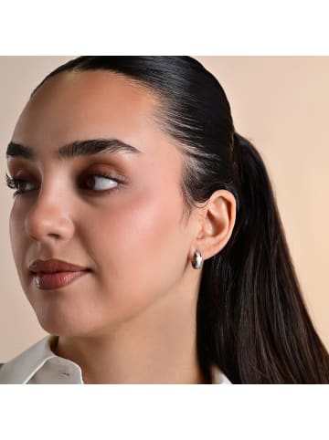 Adeliás Damen Ohrringe – Klappcreole aus Edelstahl in silber