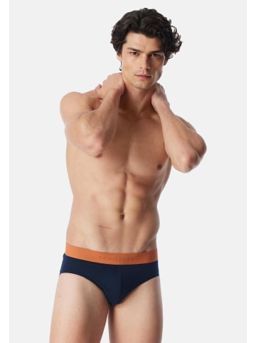 Schiesser Rio Slip / Unterhose 95/5 Cotton in Dunkelblau / orange / beige