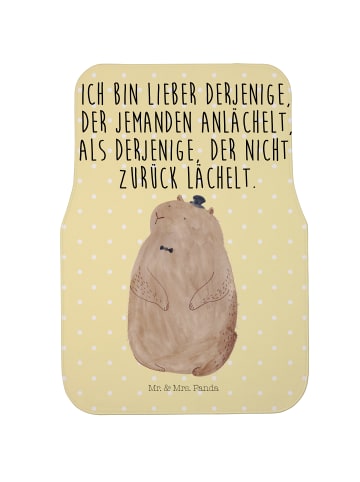Mr. & Mrs. Panda Autoteppich Murmeltier mit Spruch in Gelb Pastell