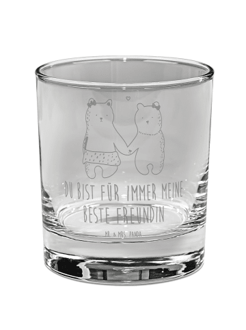 Mr. & Mrs. Panda Whiskey Glas Bär Freundin mit Spruch in Transparent