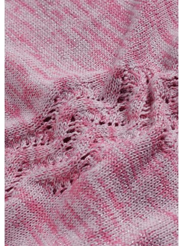 GOLDNER Kurzgröße:  Glanzpullover mit Ajour-Muster in altrosé / gemustert