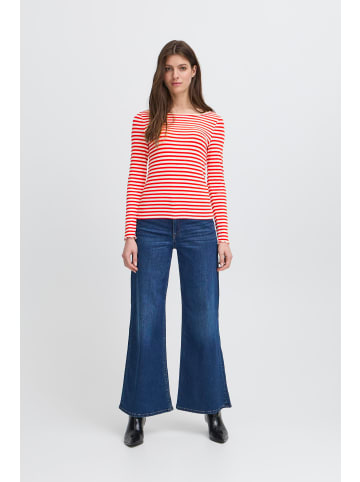 ICHI Langarm-Shirt IHCELLA Tight fit in CLOUD/FIERY RED
