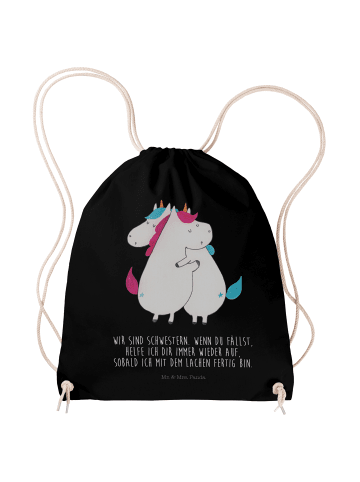 Mr. & Mrs. Panda Baumwolltasche Einhörner Umarmen mit Spruch in Schwarz
