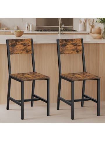 VASAGLE 2er-Set: Esszimmerstuhl in Braun-Schwarz - (B)50 x (H)87.1 x (T)36 cm
