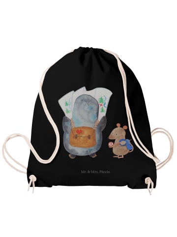 Mr. & Mrs. Panda Baumwolltasche Pinguin & Maus Wanderer ohne Spruch in Schwarz