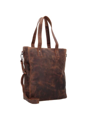 Plevier Retro Jackson Shopper Tasche Leder 31 cm Laptopfach in dunkelbraun