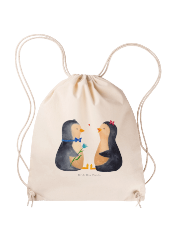 Mr. & Mrs. Panda gym rucksack Pinguin Pärchen ohne Spruch in Creme