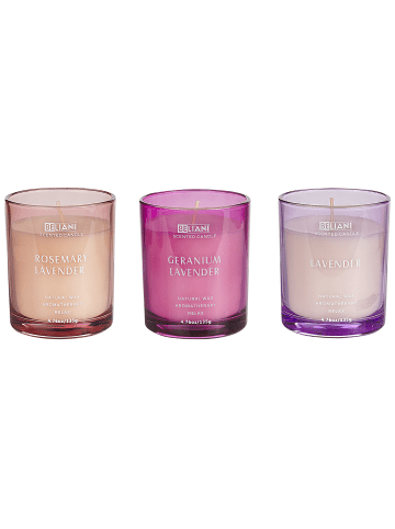 Beliani 3er-Set Duftkerze SHEER JOY in Rosa/Violett/Rot