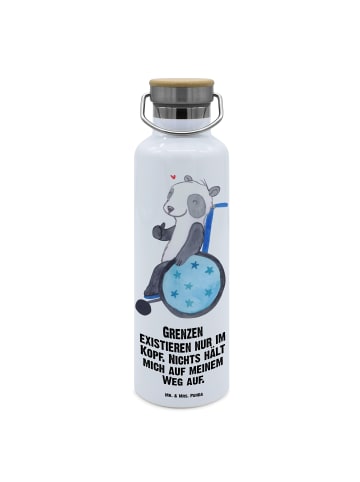 Mr. & Mrs. Panda Sportflasche Panda Rollstuhl mit Spruch in Weiß