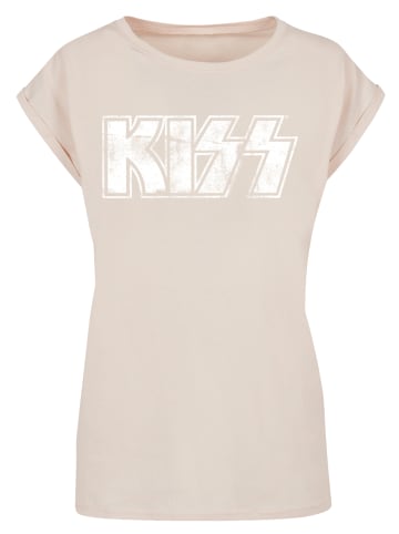 F4NT4STIC Extended Shoulder T-Shirt Kiss Rock Band Vintage Logo in Whitesand