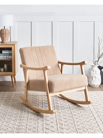 Beliani Schaukelsessel LEKNES in Beige/Braun - (W) 63 x (H) 78 x (L) 96 cm
