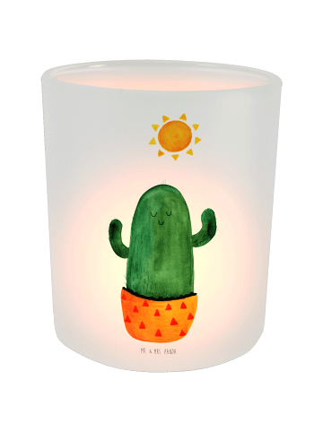 Mr. & Mrs. Panda Windlicht Glas Kaktus Sonne ohne Spruch in Transparent