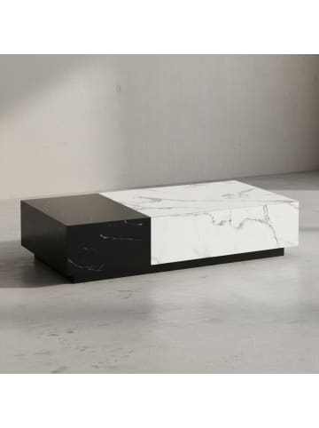 KADIMA DESIGN Couchtisch 120x60x28 cm Schwarz Sofatisch in Marmor-Optik