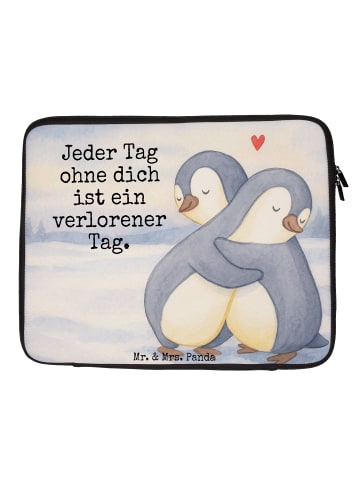 Mr. & Mrs. Panda Laptop Tasche Pinguine Kuscheln Design mit Spruch in Weiß