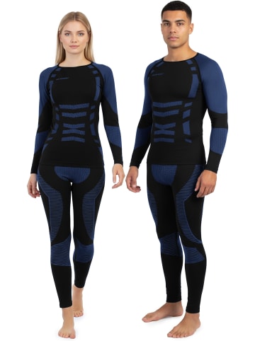 normani Funktionsunterwäsche Set Hemd + Hose Unisex in Blau/Schwarz