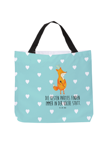 Mr. & Mrs. Panda Schultertasche Fuchs Koch mit Spruch in Türkis Pastell
