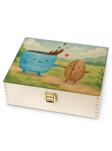 Mr. & Mrs. Panda Holz Teebox Kaffee Bohne Design ohne Spruch in Weiß