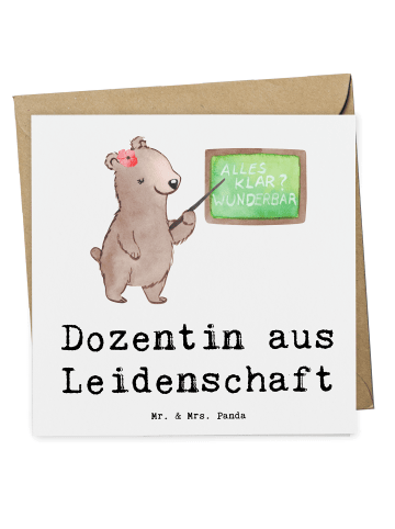 Mr. & Mrs. Panda Einladungskarte Dozentin Leidenschaft mit Spruch in Weiß