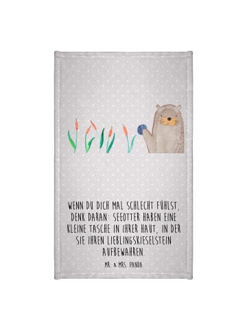 Mr. & Mrs. Panda Gästetuch Otter Stein mit Spruch in Grau Pastell