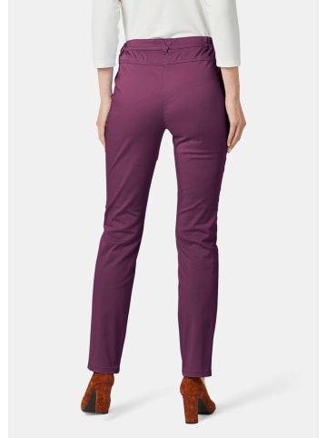 GOLDNER Baumwollhose mit Dehnbund in aubergine