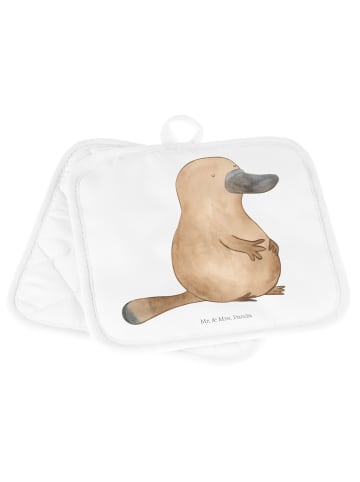 Mr. & Mrs. Panda Topfuntersetzer Schnabeltier Mut ohne Spruch in Weiß